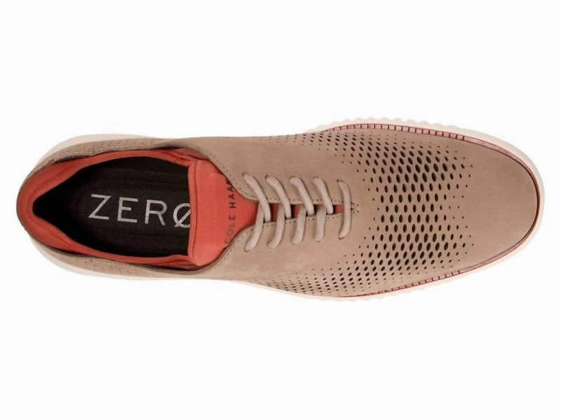 Burnished Toe Oxfords Cole Haan Men's 2.Zerogrand Lined Laser Wingtip - Dark Latte/Cinnabar/Ivory
