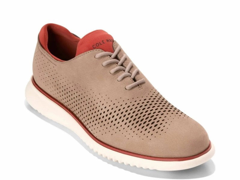 Cole Haan Men's 2.Zerogrand Lined Laser Wingtip - Dark Latte/Cinnabar/Ivory Platform Leather Oxfords