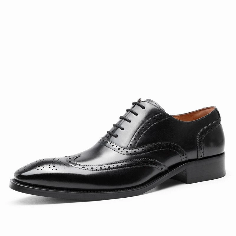 West Louis Formal Genuine Leather Business-Men Brogue Oxford Shoes Poplin Vs Twill Vs Oxford