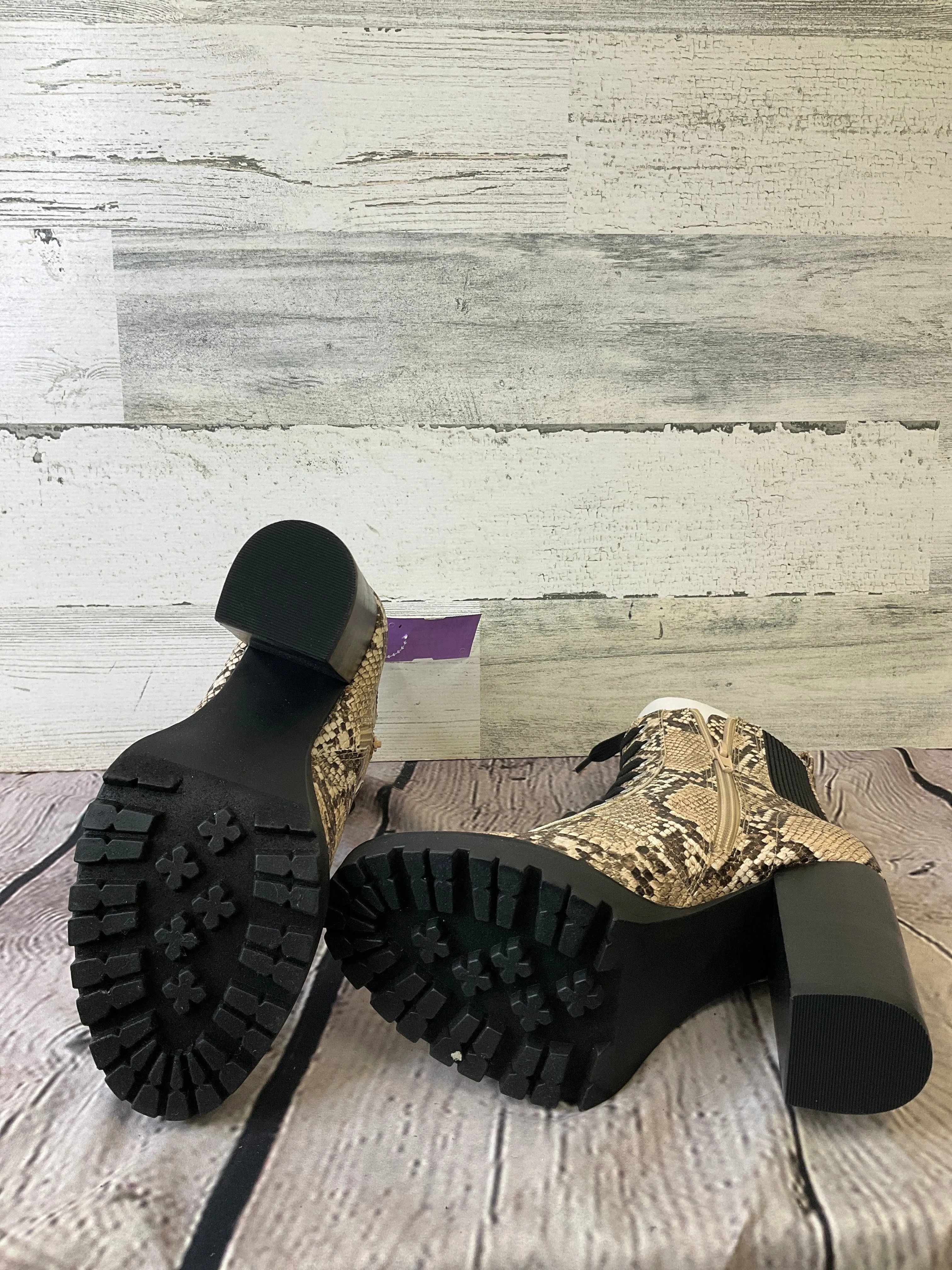 Snakeskin Print Boots Combat Steve Madden, Size 6.5 Flat Thigh High Combat Boots