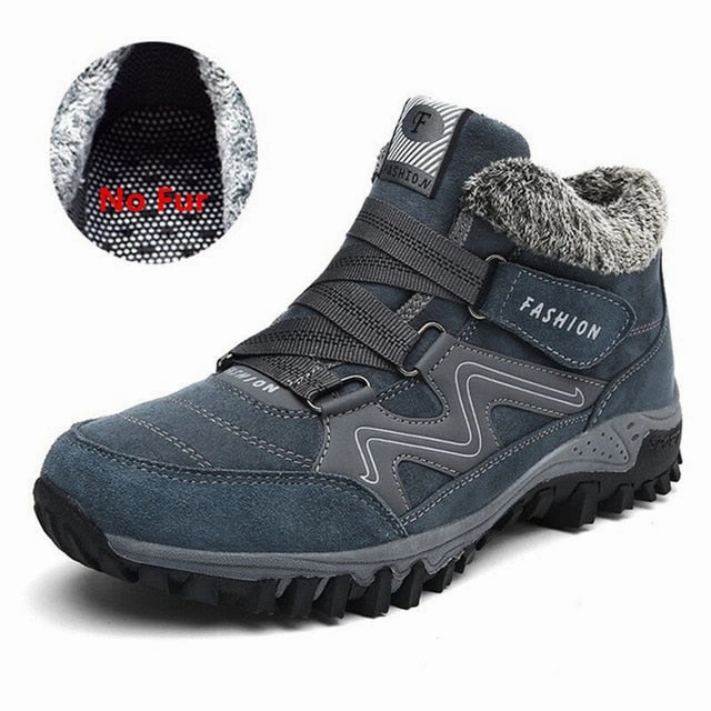 Waterproof Lace-up Ankle Boots VANCAT Men Boots Winter With Fur 2018 Warm Snow Boots Men Winter Boots Work Shoes Men Footwear Fashion Rubber Ankle Shoes 39-46