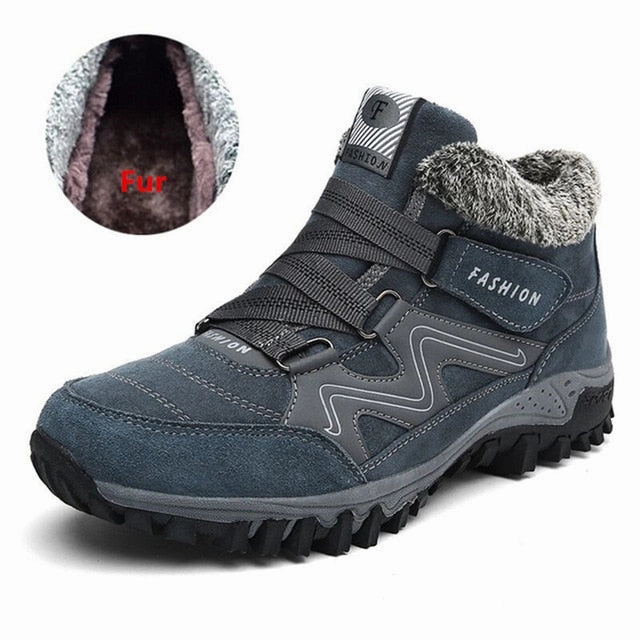 VANCAT Men Boots Winter With Fur 2018 Warm Snow Boots Men Winter Boots Work Shoes Men Footwear Fashion Rubber Ankle Shoes 39-46 Suede Wedge Ankle Boots