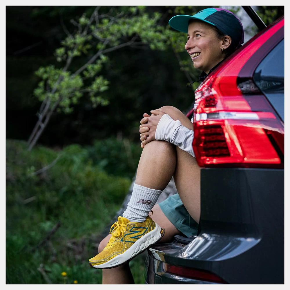 New Balance Fresh Foam Recovery New Balance Women's Fresh Foam X Hierro v8 Sneaker in Ginger Lemon with Calcium and Terrarium