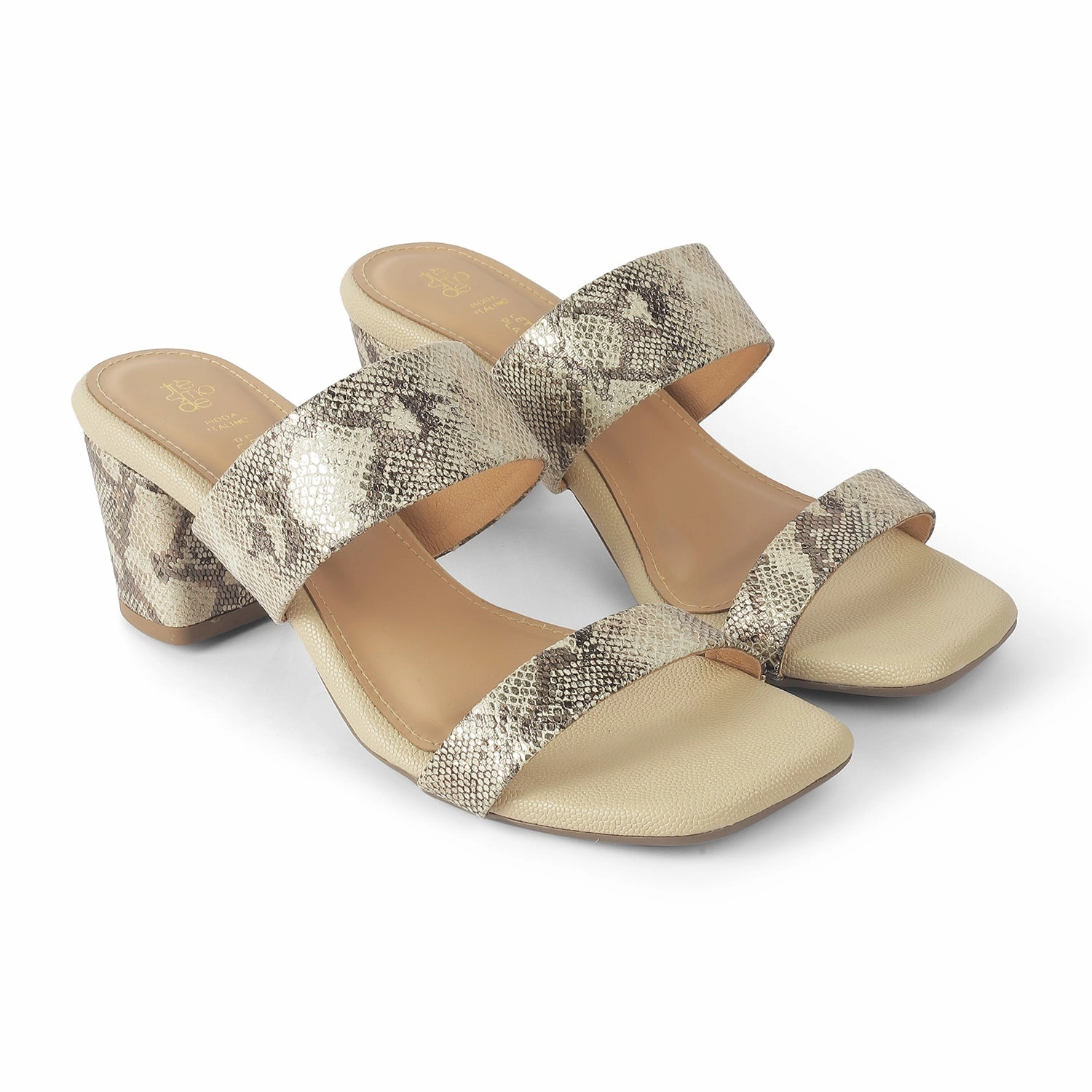 Tresmode Rentu Gold Women's Dress Block Heel Sandals Oasis Sandals