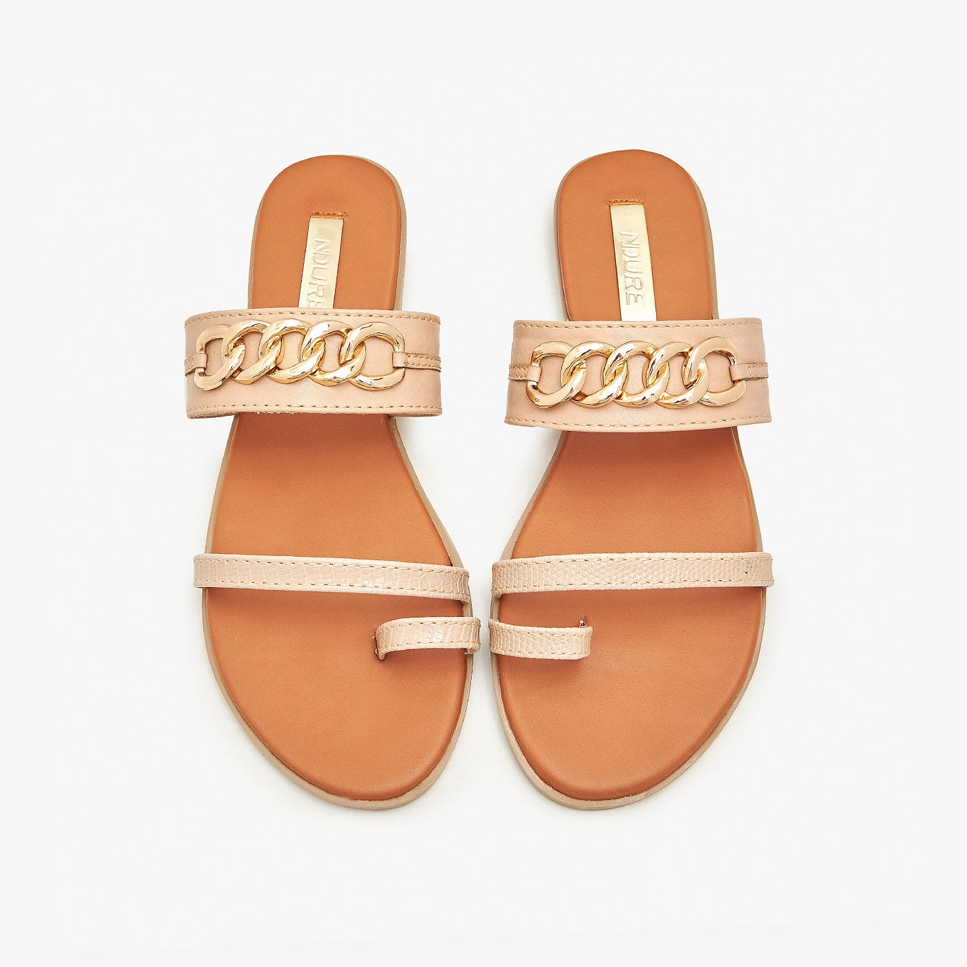 Velour Slippers Toe Ring Strappy Slides