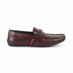 Tresmode Monoco Wine Men's Leather Driving Loafers Loafers Tommy Hilfiger