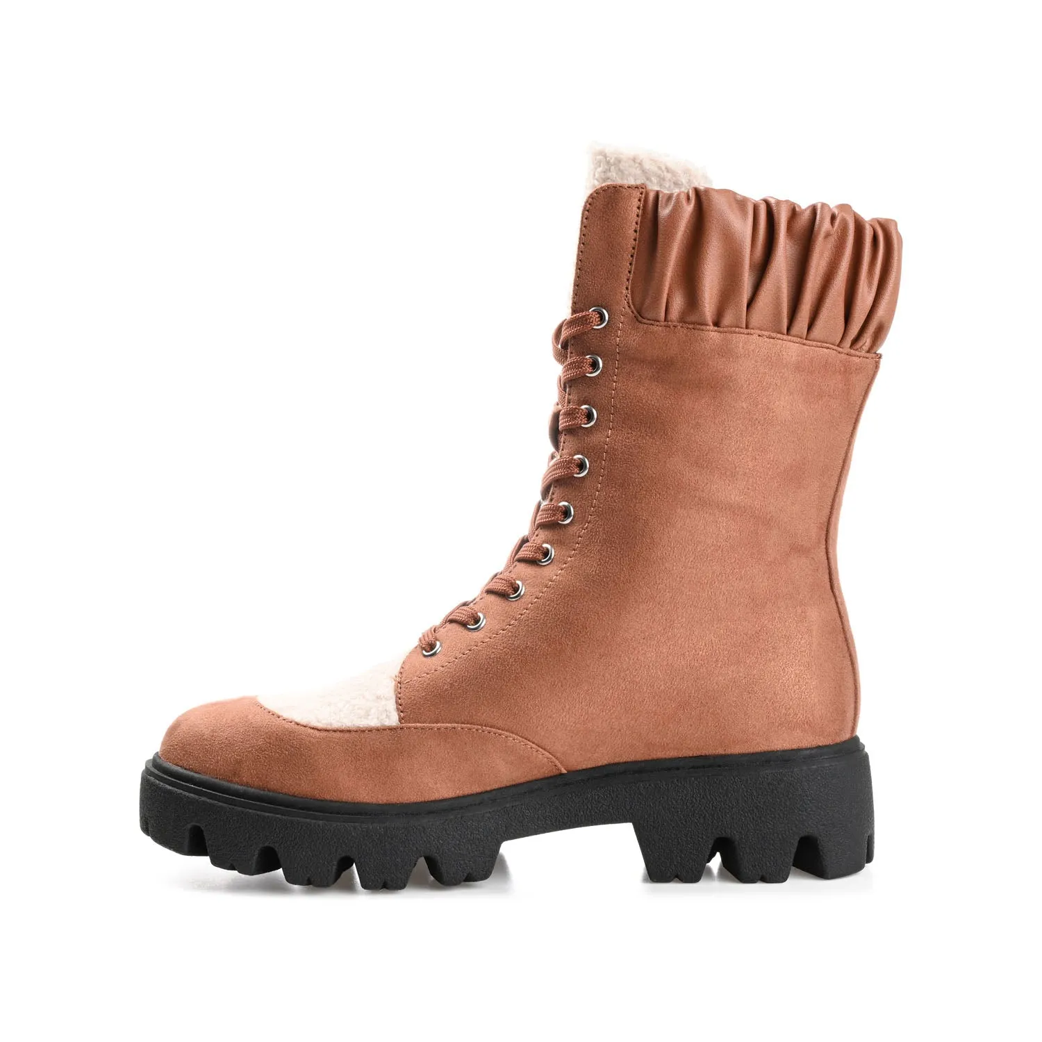 Leather And Logo Jacquard Combat Boot ELINOR - FINAL SALE (NO EXCHANGES)