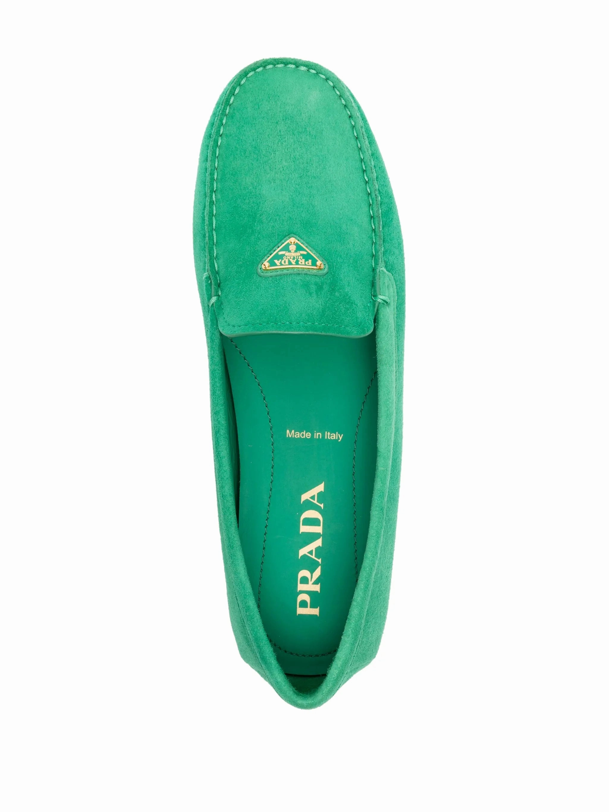 Grasshopper Loafers enamel triangle-logo suede loafers