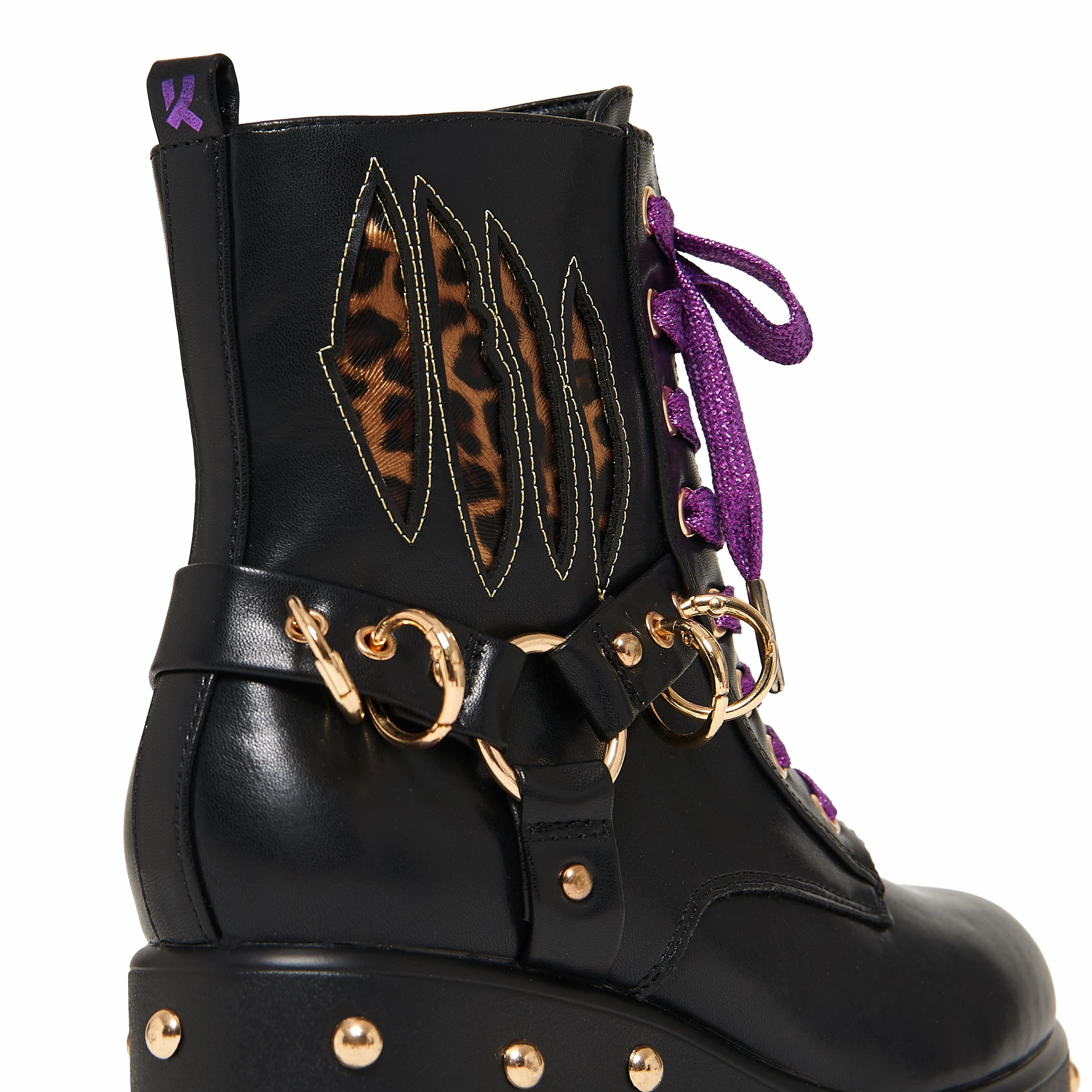 Lucia Werewolf Military Studded Boots - Black Ingaro Ankle Boots