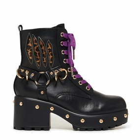 Lucia Werewolf Military Studded Boots - Black Ankle Boots For Skinny Jeans