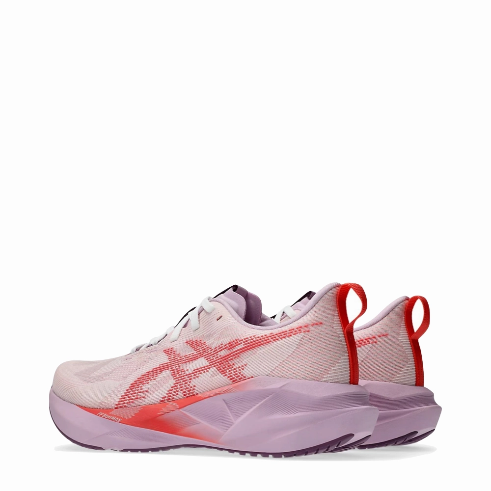 Asics Women's Novablast 5 Sneaker in White/Coral Asics Shoe Warranty