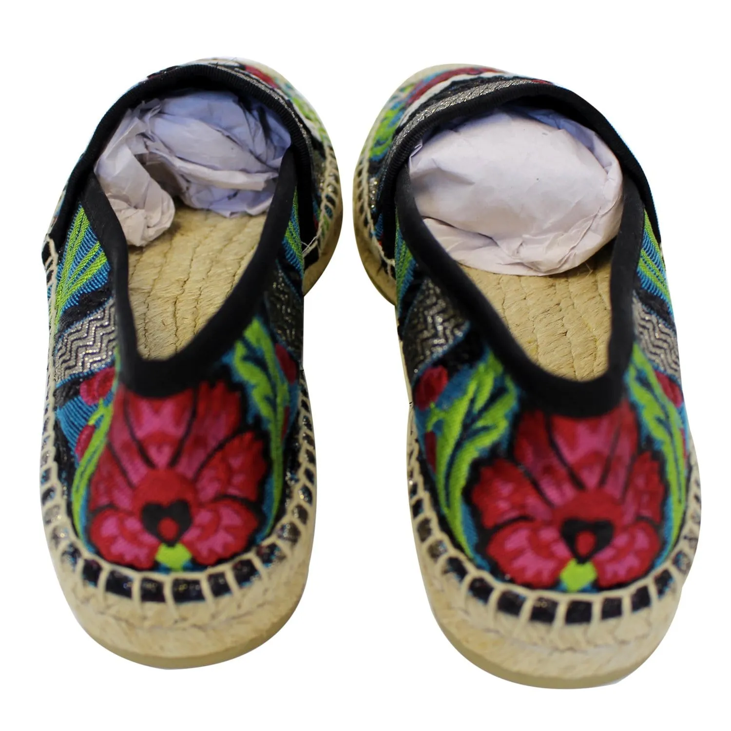 Lace Up Closed Toe Espadrilles GUCCI Embroidered Blind For Love Espadrilles Flat Multicolor US 6 - Last Call