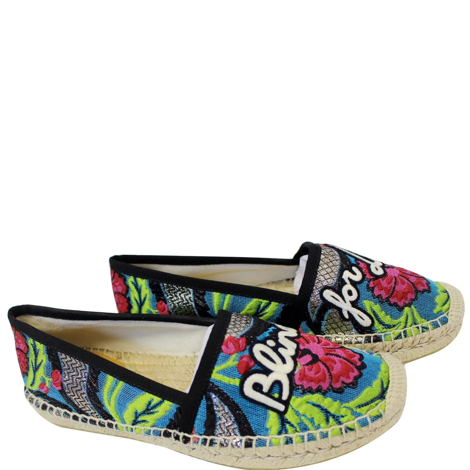 GUCCI Embroidered Blind For Love Espadrilles Flat Multicolor US 6 - Last Call Soda Espadrilles Closed Toe