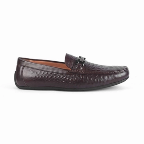 Tresmode Camil Brown Men's Leather Driving Loafers Fuzzy Loafers