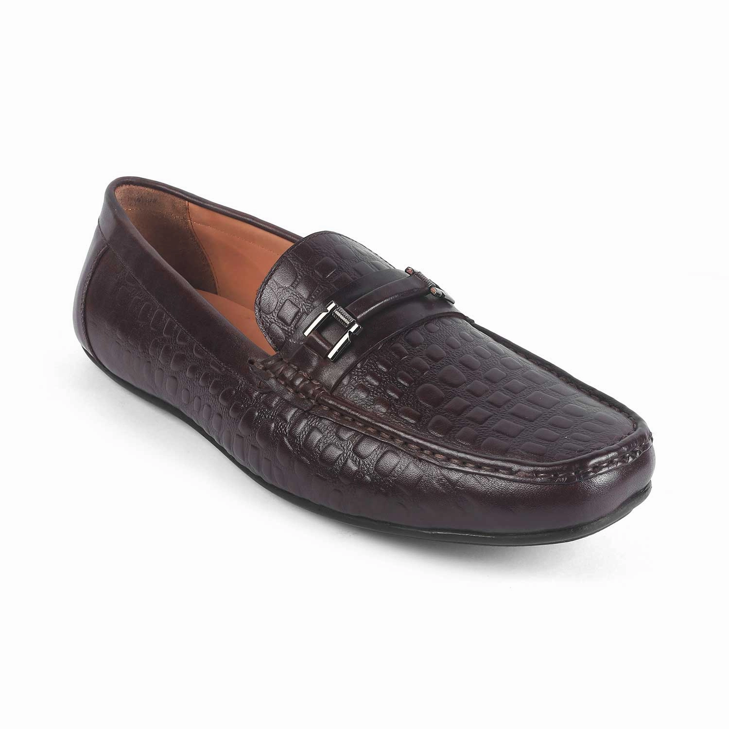 Tresmode Camil Brown Men's Leather Driving Loafers Loro Piana Charms Loafers