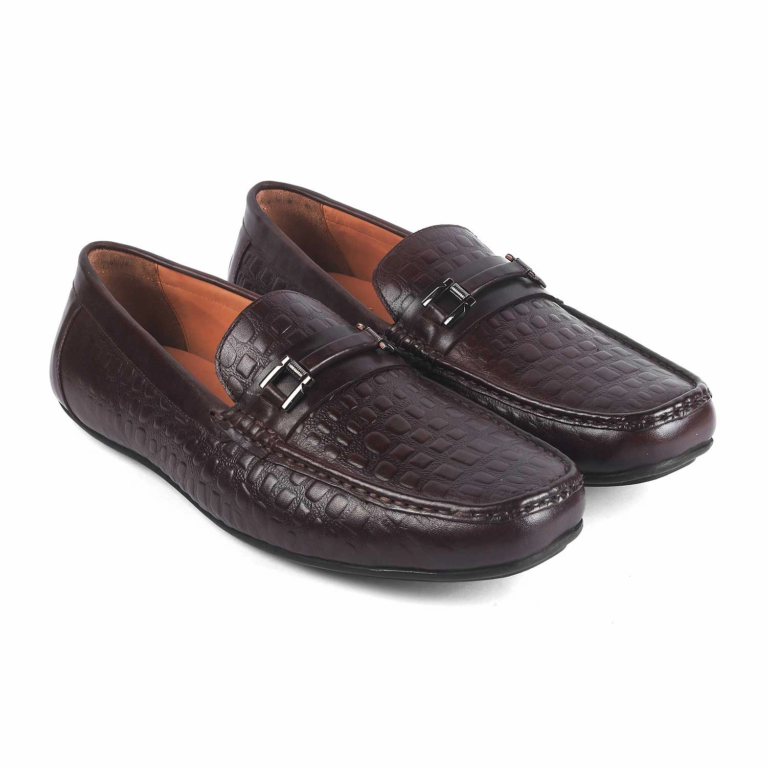 Tresmode Camil Brown Men's Leather Driving Loafers Leisure Handsewn Penny Loafers