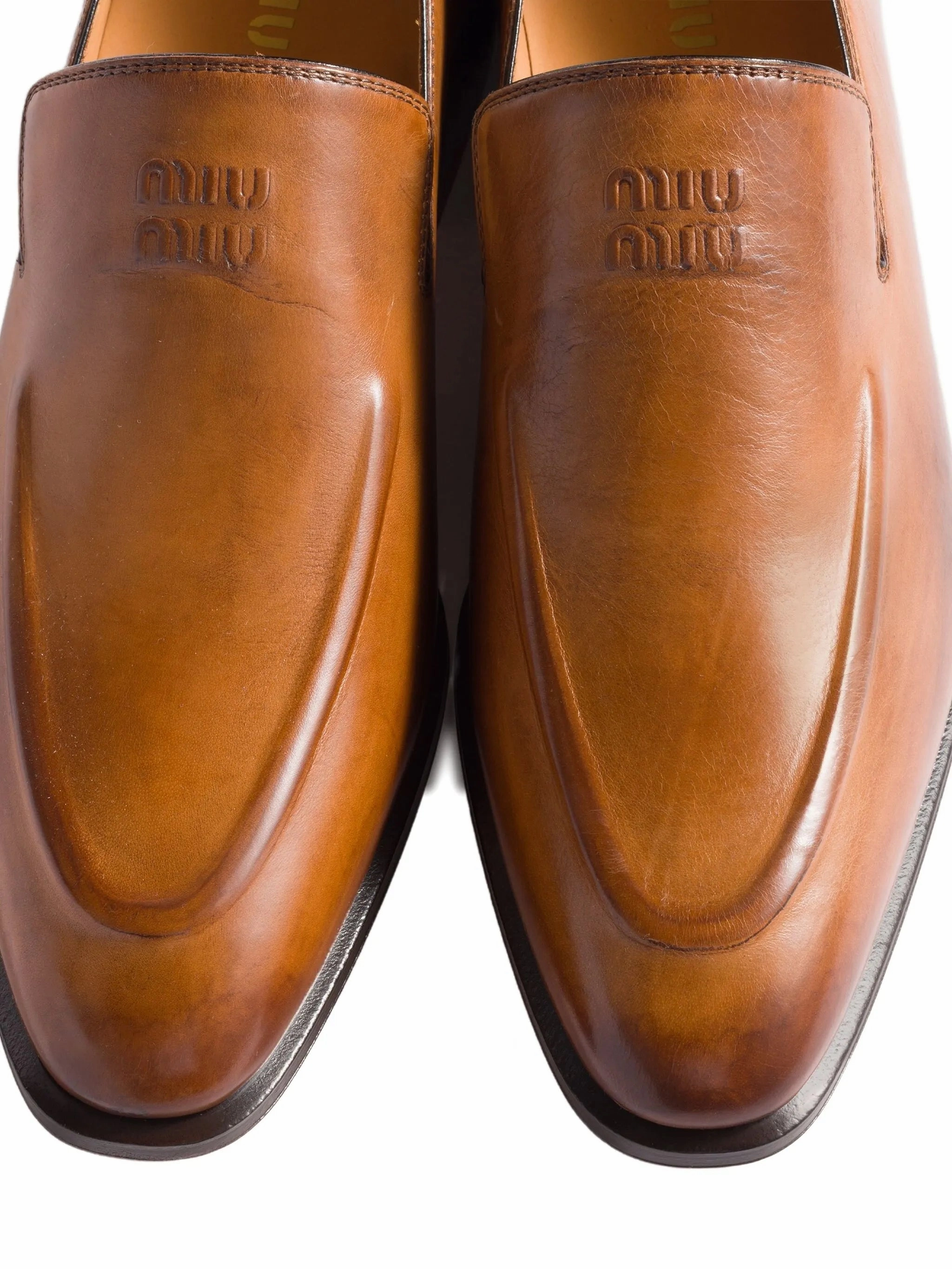 Triangle-patch Leather Loafers embossed-logo loafers