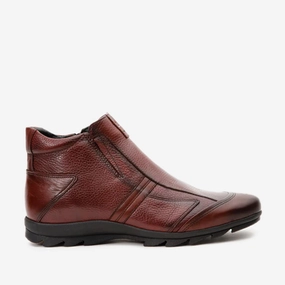 Ankle Boots With Ties The Montreal Burgundy Leather Casual Zip-Up Ankle Men Boot