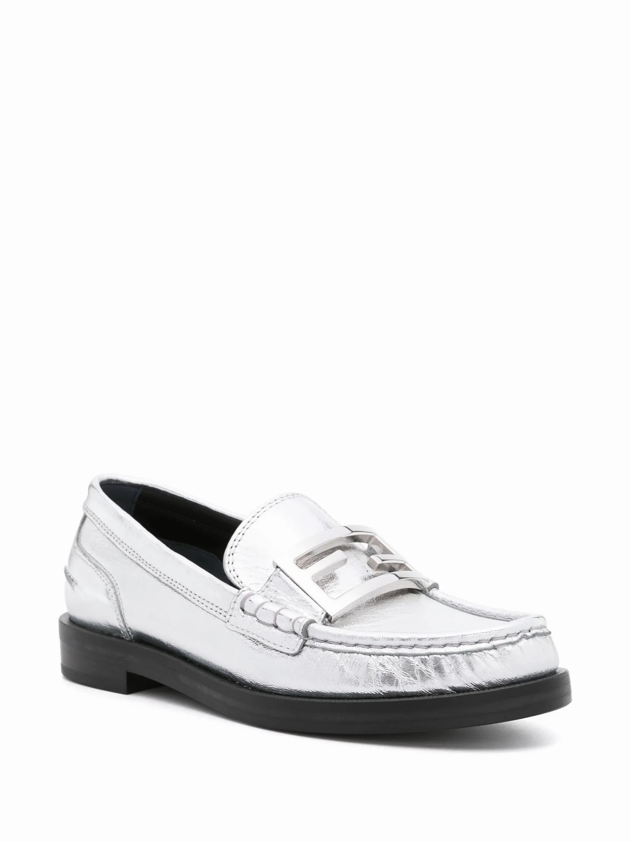 Loafers With Heels Baguette metallic leather loafers
