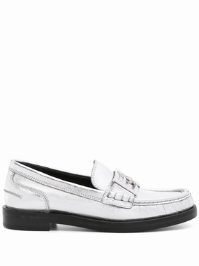 Tuxedo And Loafers Baguette metallic leather loafers