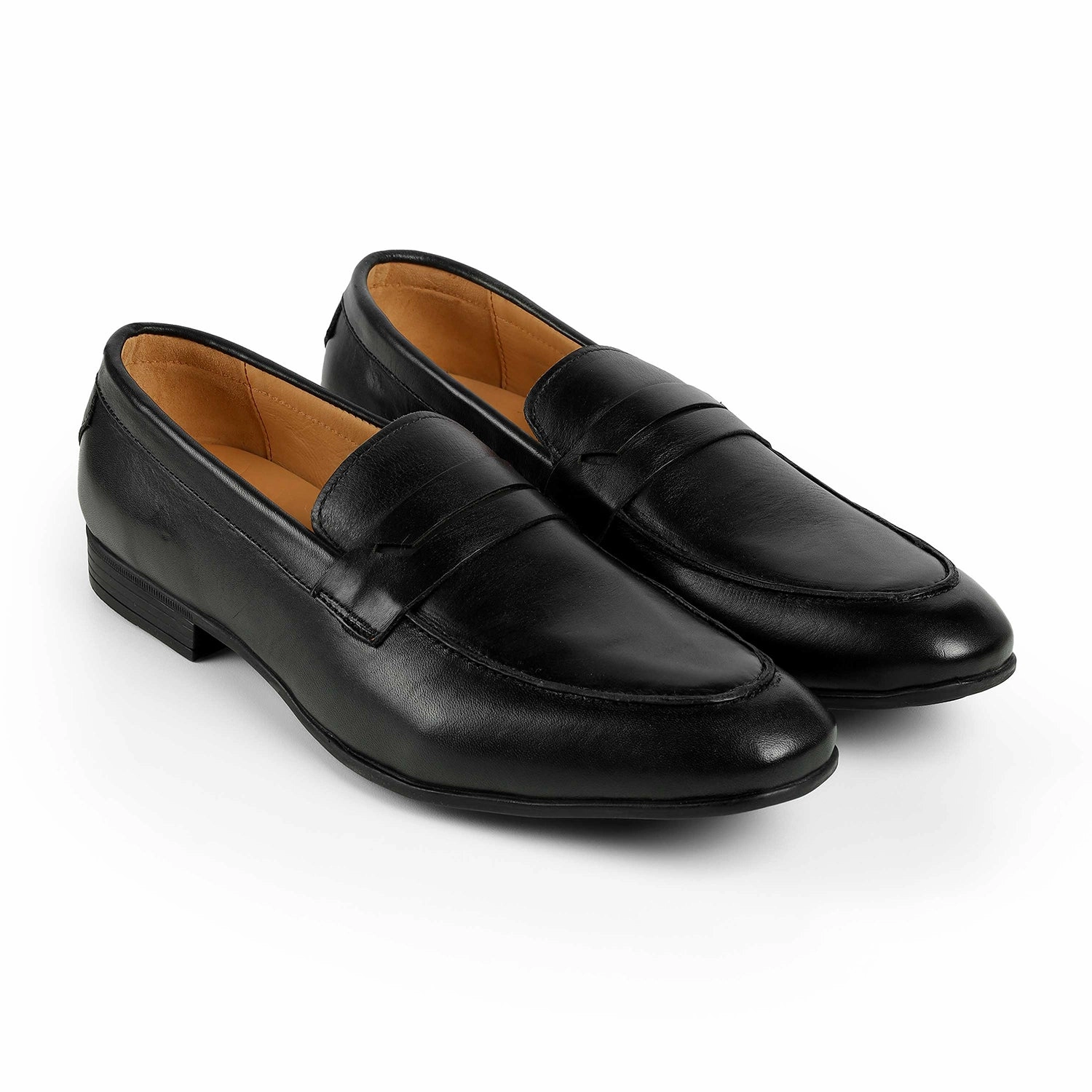 Tresmode Cosc Black Men's Leather Penny Loafers Cunky Loafers