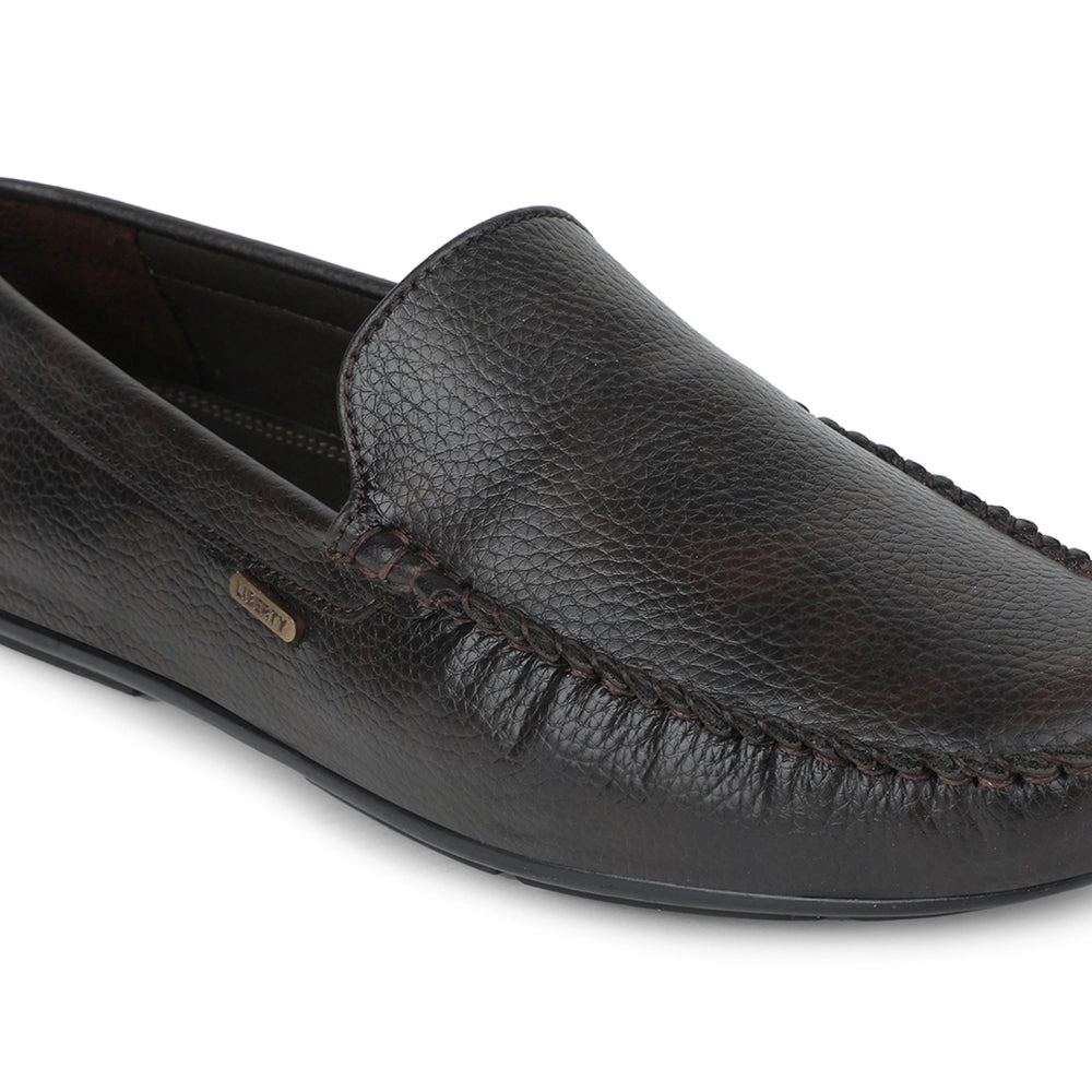 Fortune Brown Casual Loafers For Men AVL-4 By Liberty Leather Loafers With Tassels