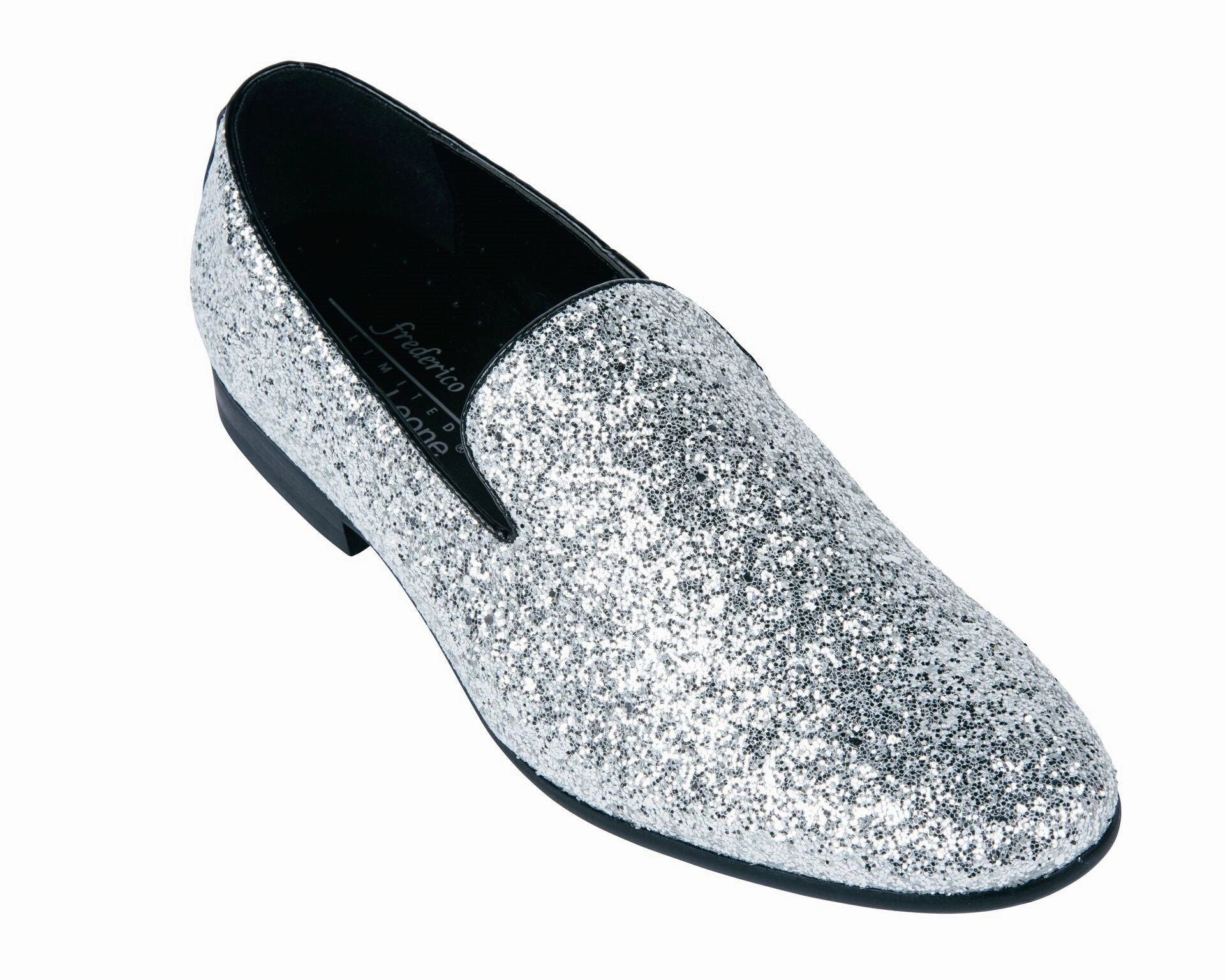 Frederico Leone FS-354 Sparkle Fancy Shoes Silver With Plantar Fasciitis