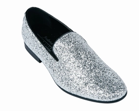 Carlsbad Frederico Leone FS-354 Sparkle Fancy Shoes Silver