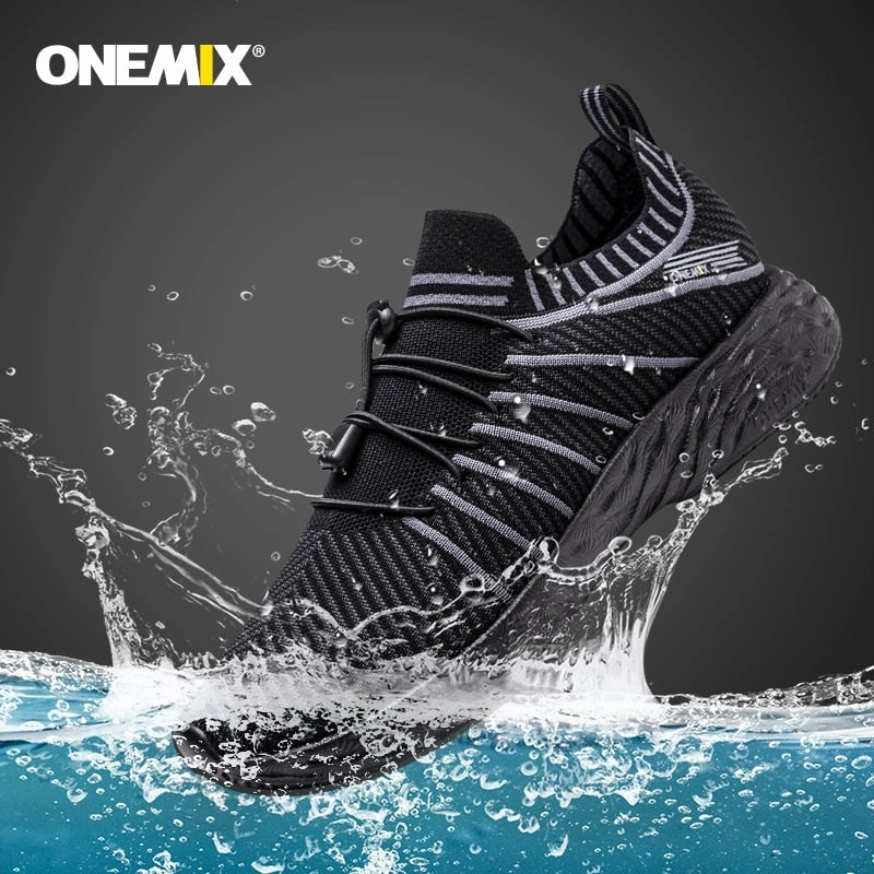 ONEMIX 2021 New Black Running Shoes for Men Waterproof Breathable Training Sneakers Male Outdoor Anti-Slip Trekking Sports Shoes Price In Nepal