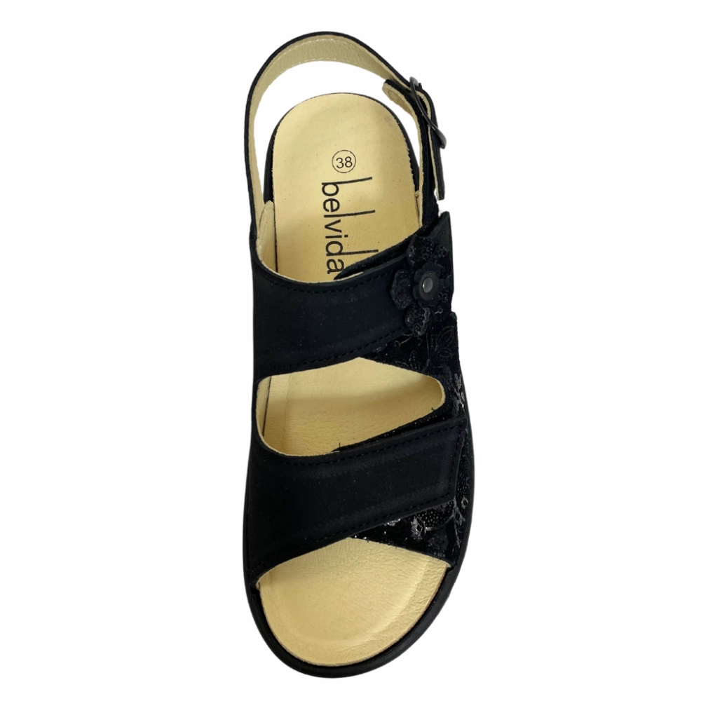 Elephant In Sandals Italian Brainrot Belvida Portina Claudia Black Nubuck Sandal (Women's)