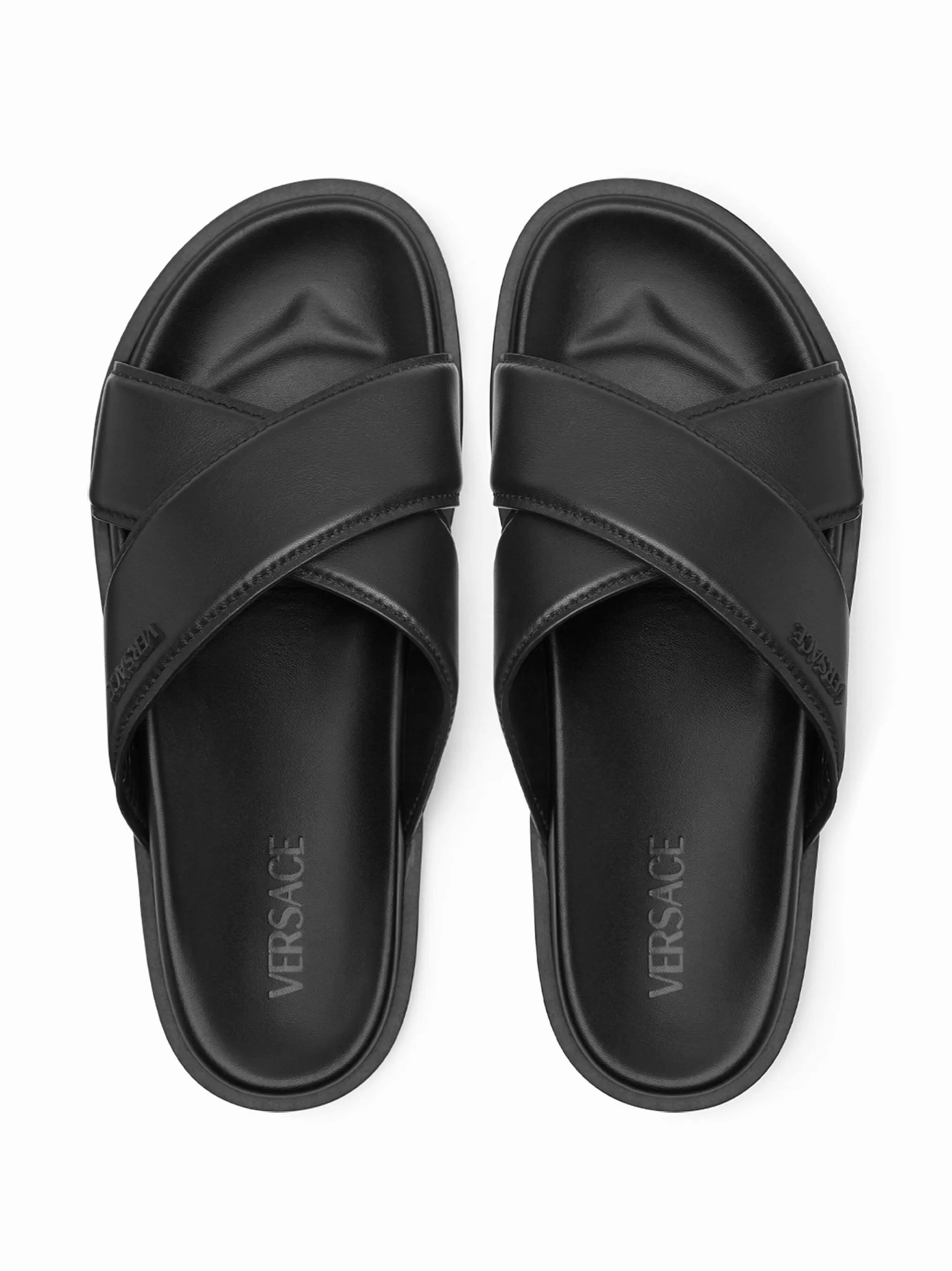 logo-lettering leather slides Detachable Sole Slippers