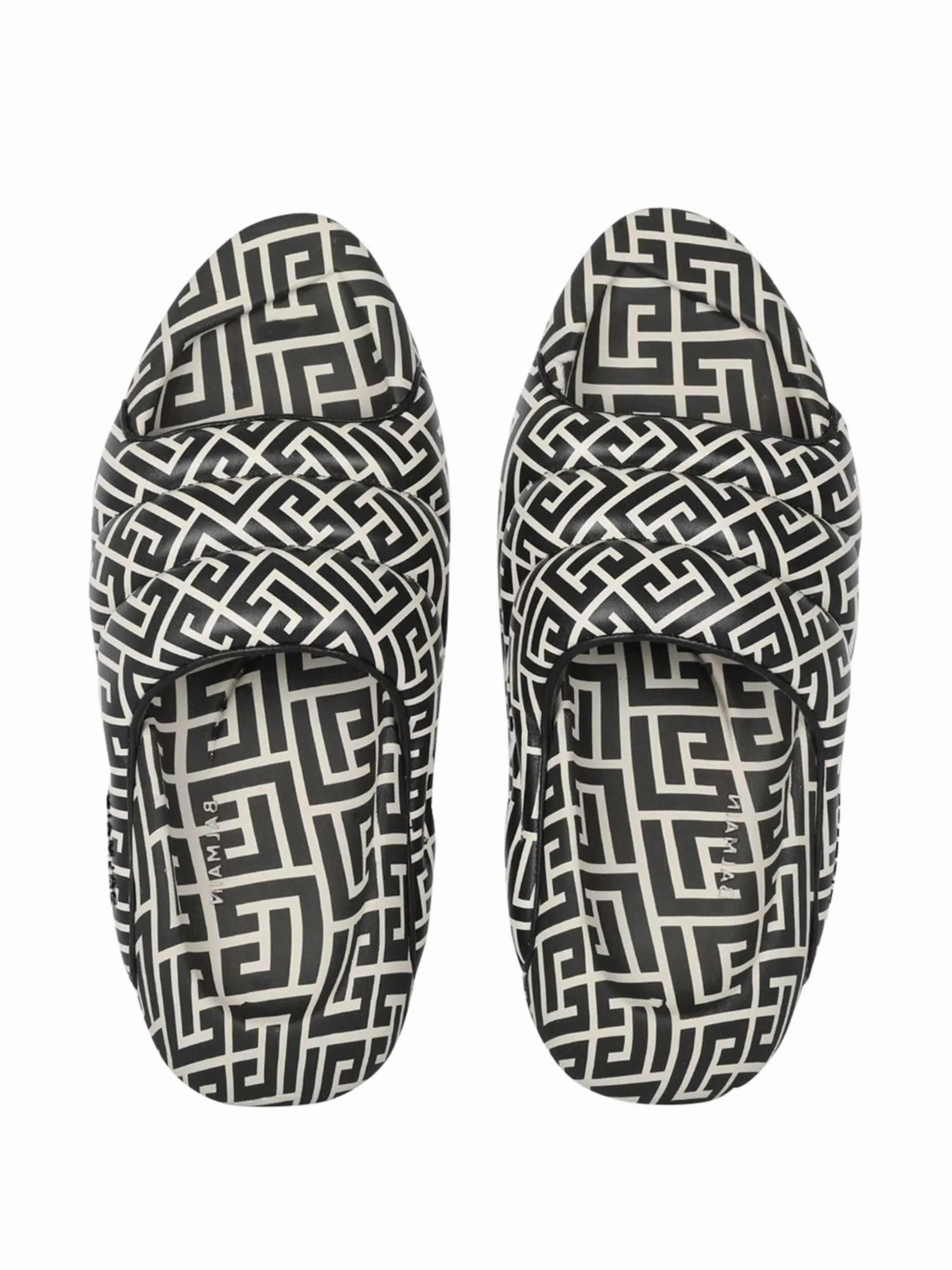 B-IT monogram-print slides Polish Slippers Leather