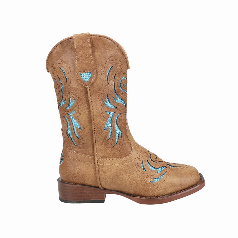 Glitter Breeze Square Toe Cowboy Boots (Little Kid-Big Kid) Bootie Wedge Boots