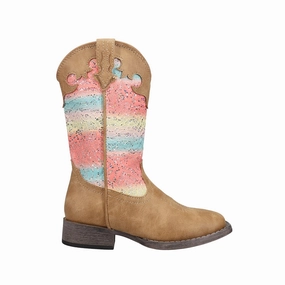 Glitter Lace Round Toe Cowboy Boots (Little Kid-Big Kid) Boot Bags For Cowboy Boots