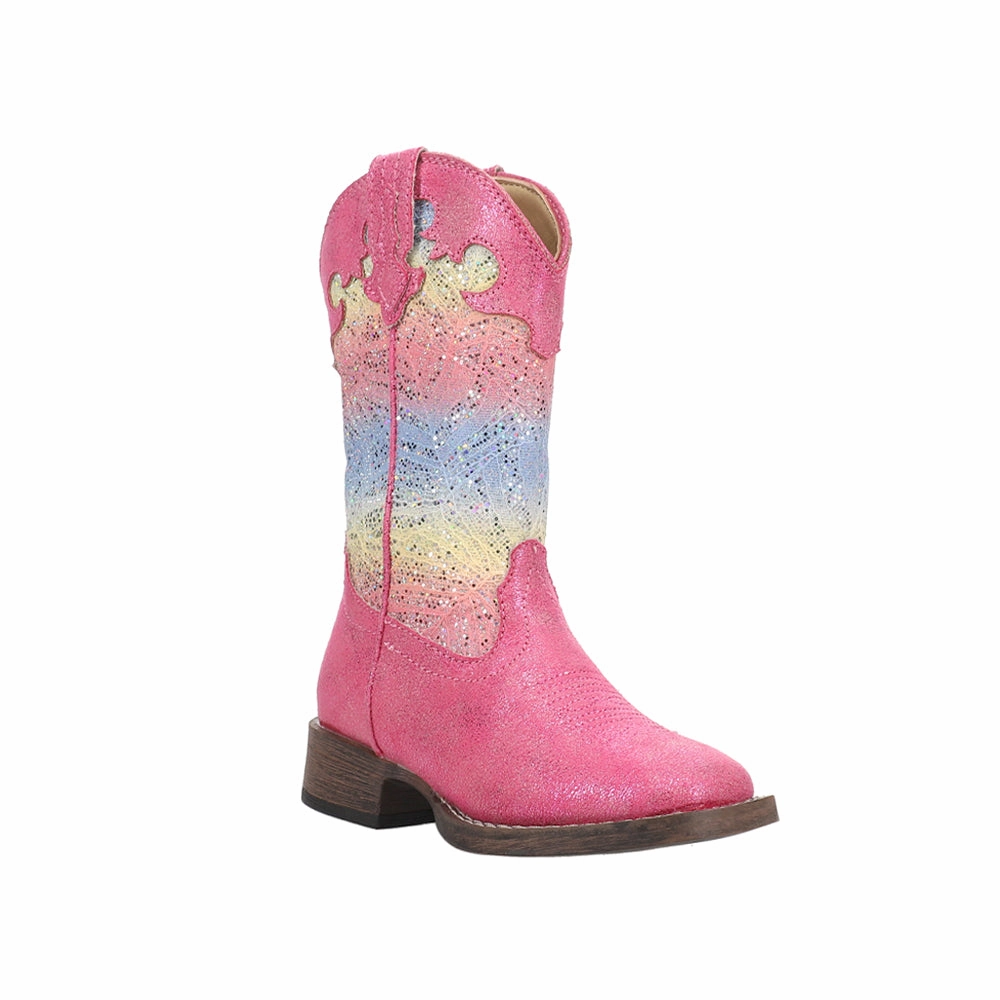 Casual Winter Boots Glitter Lace Square Toe Cowboy Boots (Little Kid-Big Kid)