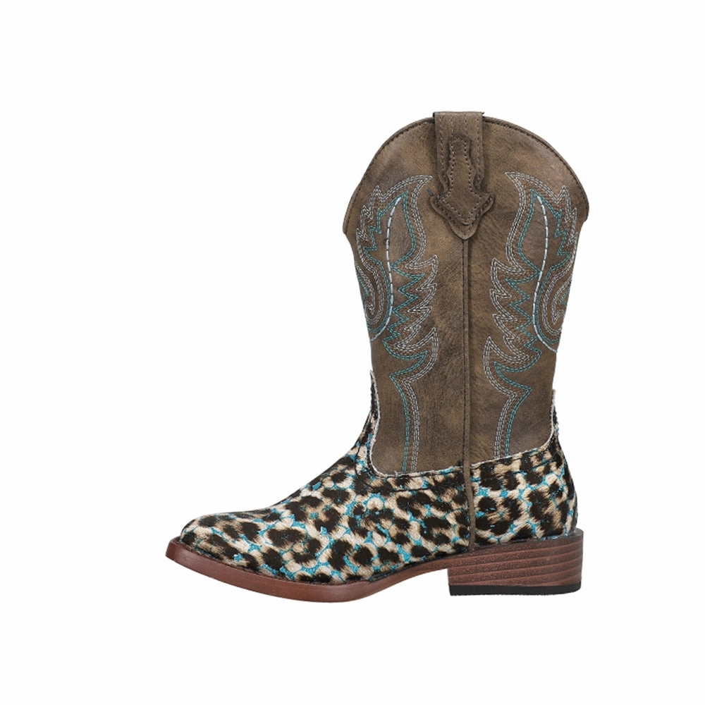 Glitter Leopard Square Toe Cowboy Boots (Little Kid-Big Kid) Best Boots For Snowshoeing