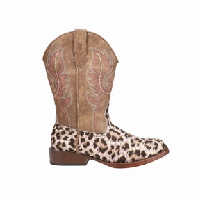 Glitter Leopard Square Toe Cowboy Boots (Little Kid-Big Kid) Warm Winter Boots