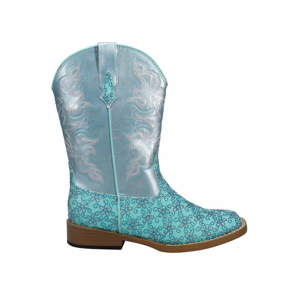 Walmart Steel Toe Boots Glittery Floral Square Toe Cowboy Boots (Little Kid-Big Kid)