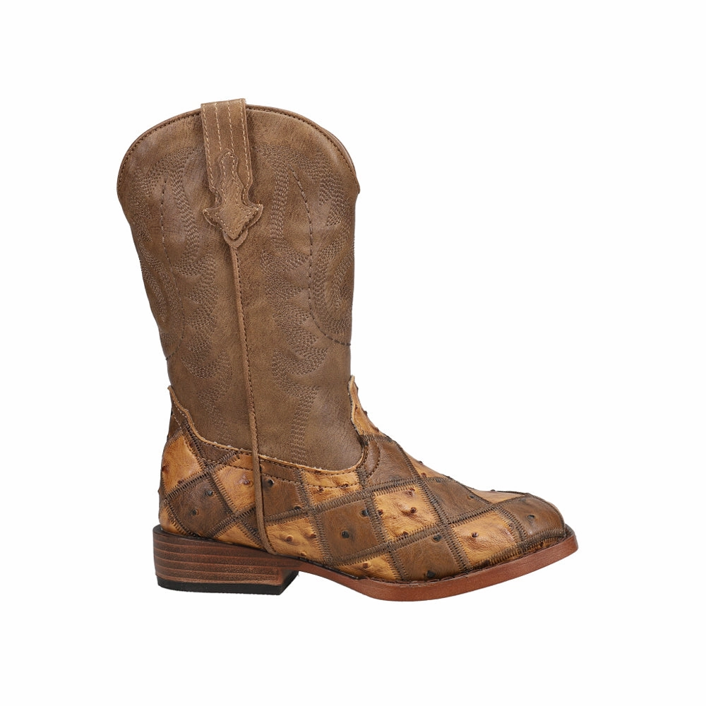 Composite Toe Rubber Boots Bird Blocks Square Toe Cowboy Boots (Little Kid)