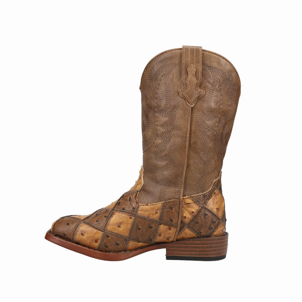 Bird Blocks Square Toe Cowboy Boots (Little Kid) Loggers Boots