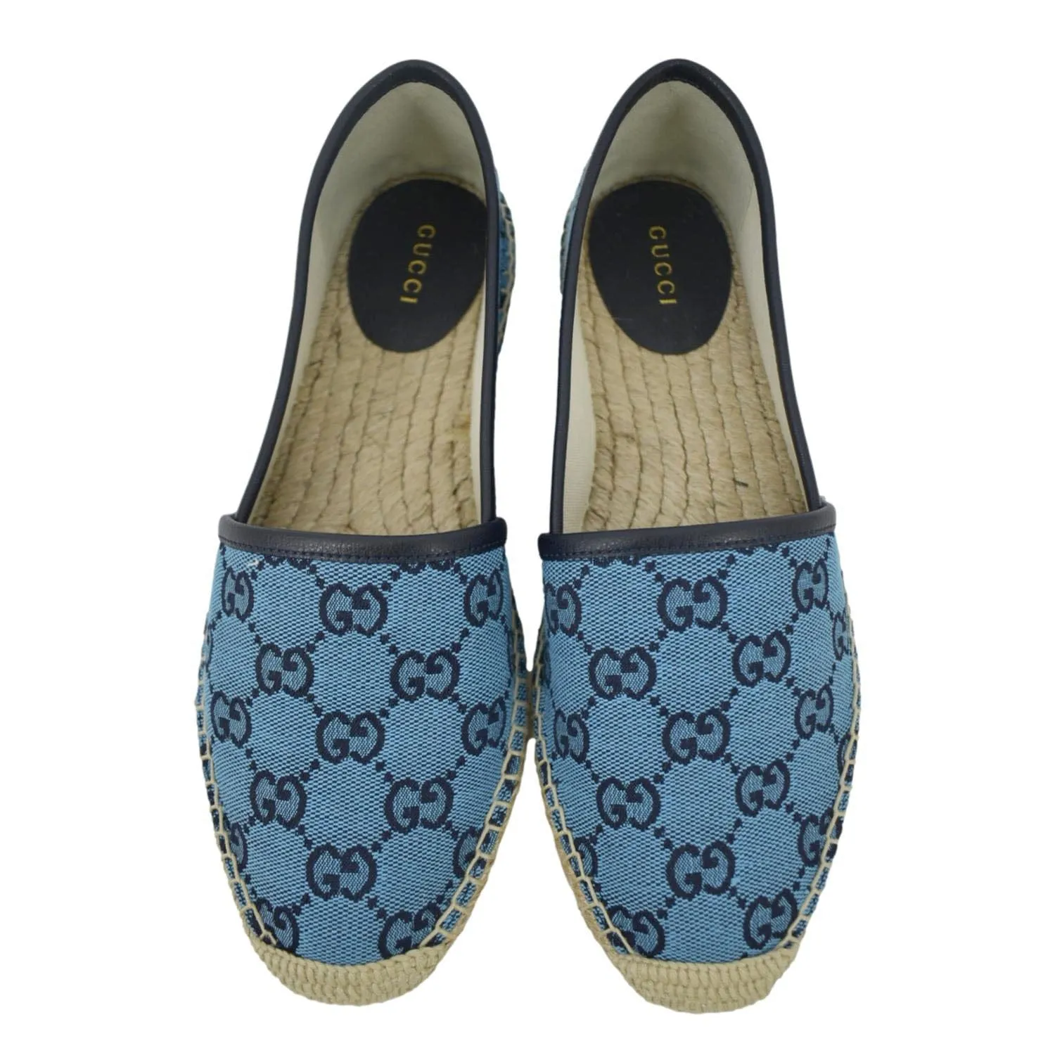 GUCCI Espadrilles GG Canvas Shoes Blue 663674 Size 38.5 Espadrille Rivieras