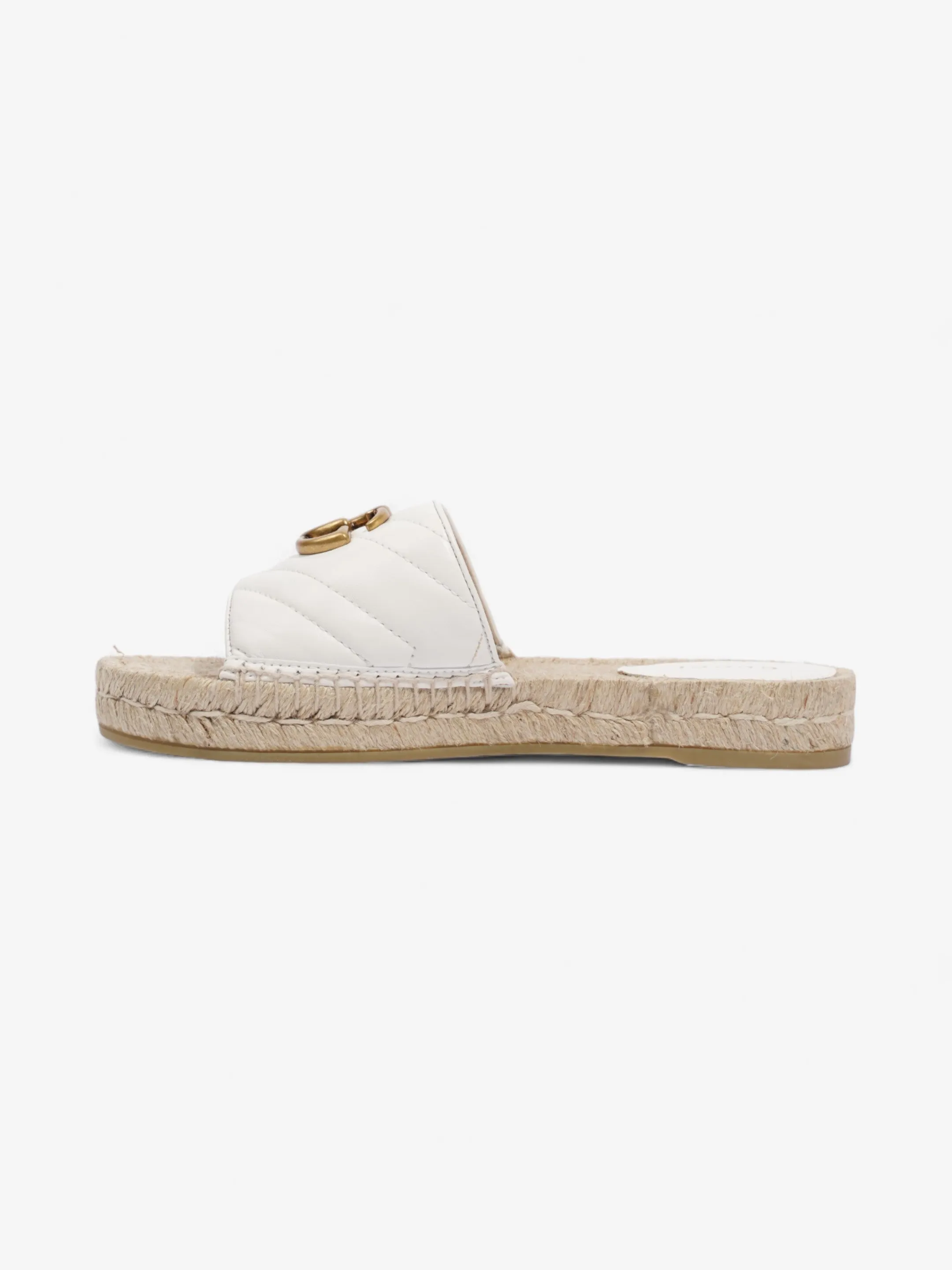 Gucci GG Marmont Espadrille Sandals White / Gold Leather EU 35.5 UK 2.5 Espadrille Sole