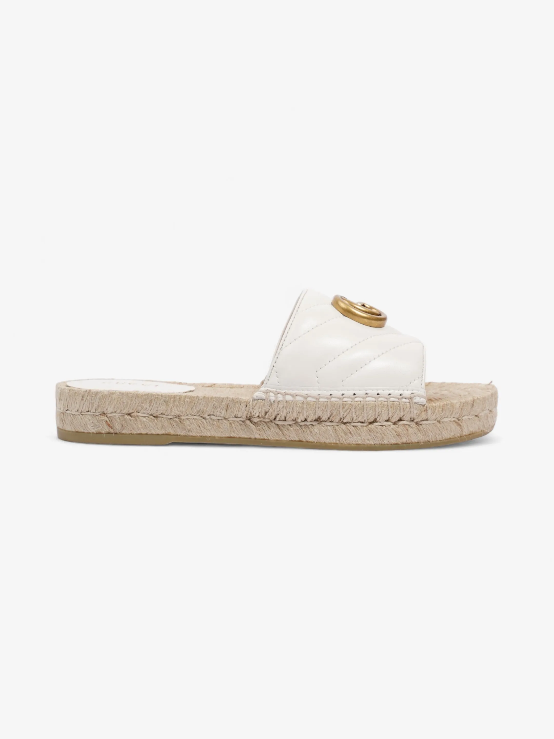 Patricia Nash Espadrilles Gucci GG Marmont Espadrille Sandals White / Gold Leather EU 35.5 UK 2.5