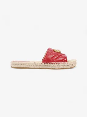 Gucci GG Marmont Espadrilles Red Leather EU 38 UK 5 Avarca Espadrilles