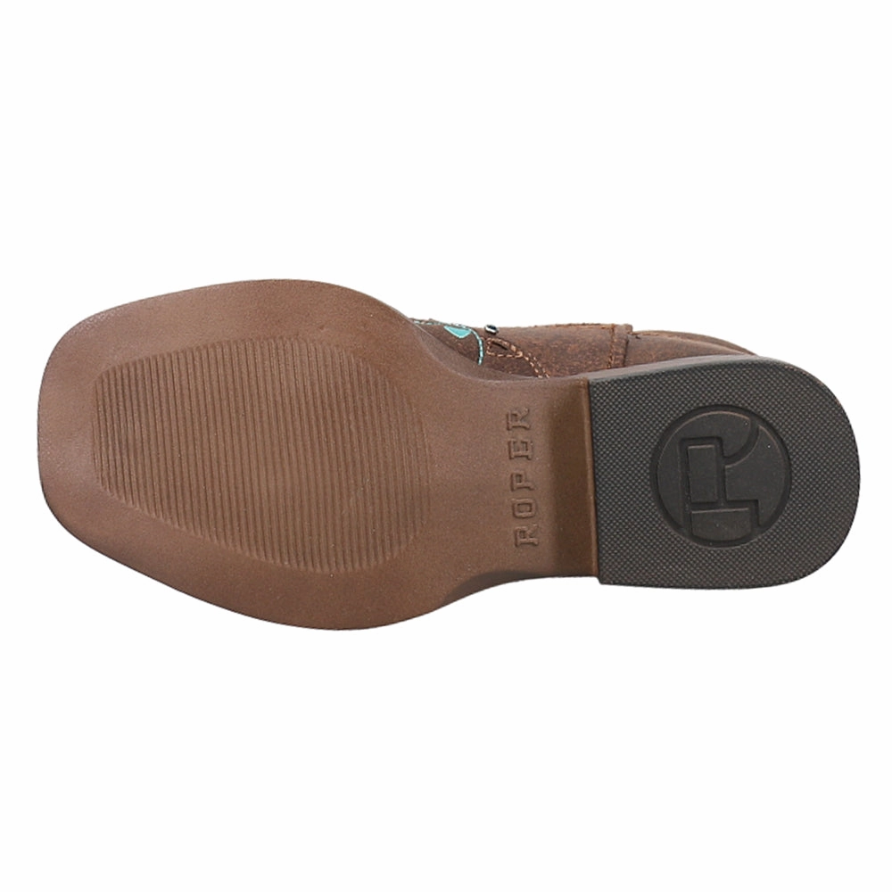 Roofer Boots Heart Embroidery Square Toe Cowboy Boots (Little Kid-Big Kid)