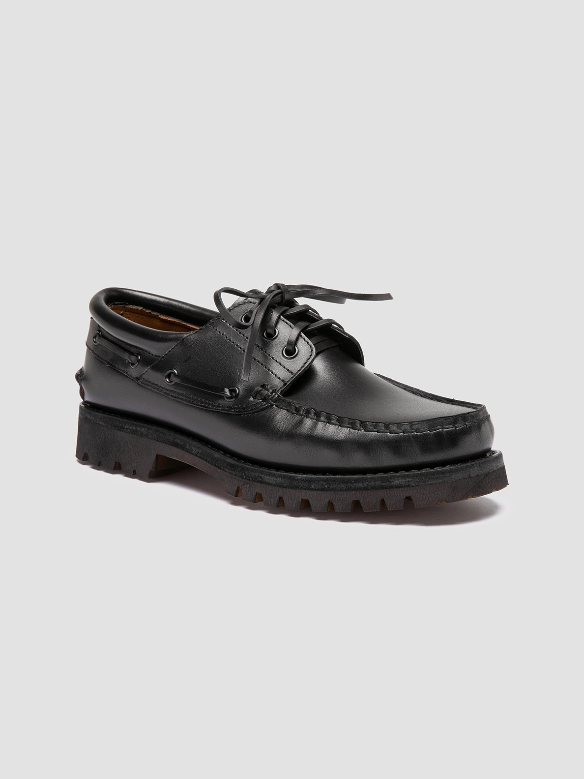HERITAGE FLEXI 001 - Black Leather Boat Shoes Gucci Loafers Fur