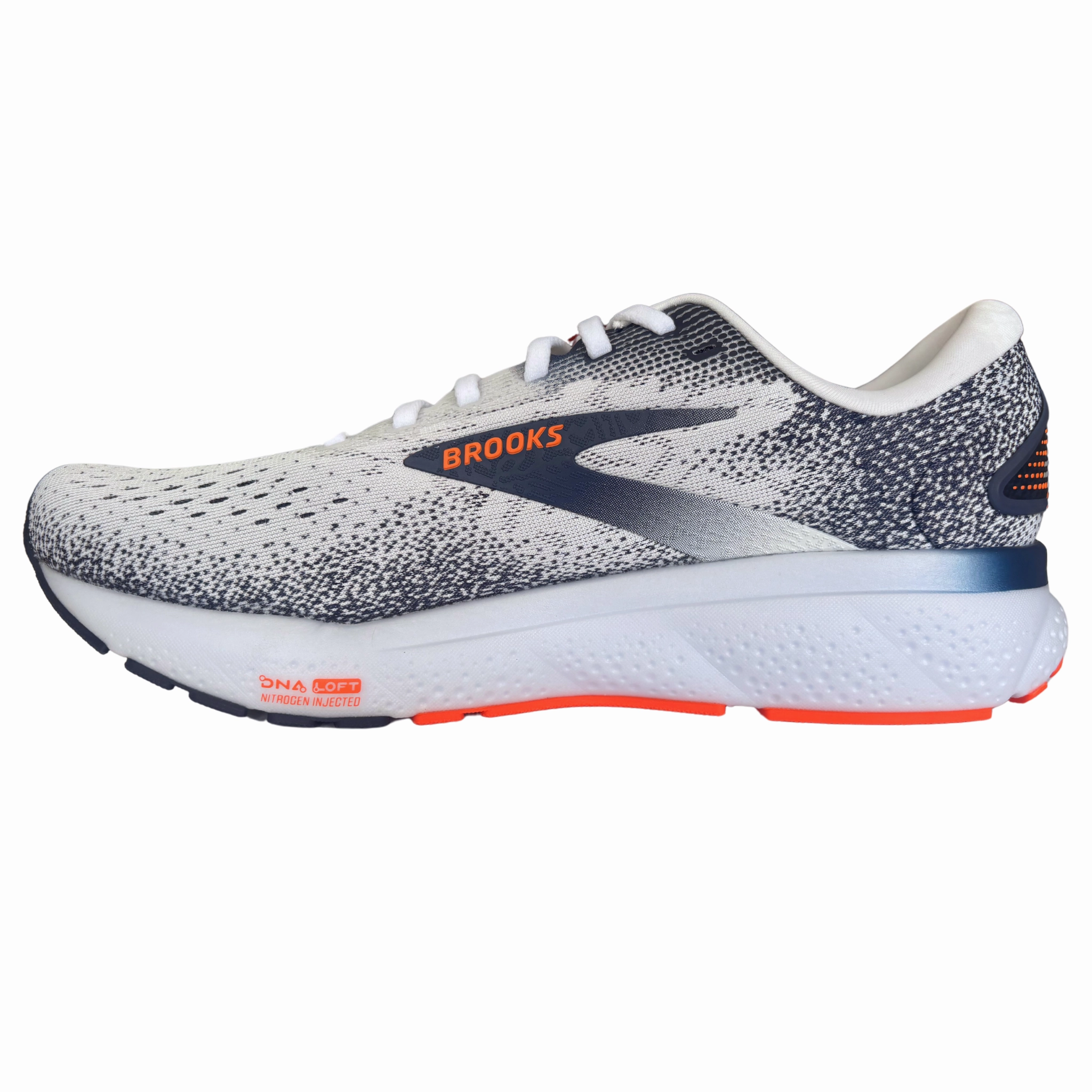 Brooks Men's 110418 130 Ghost 16 White Peacoat Orange Cushion Support Running Shoes Ga