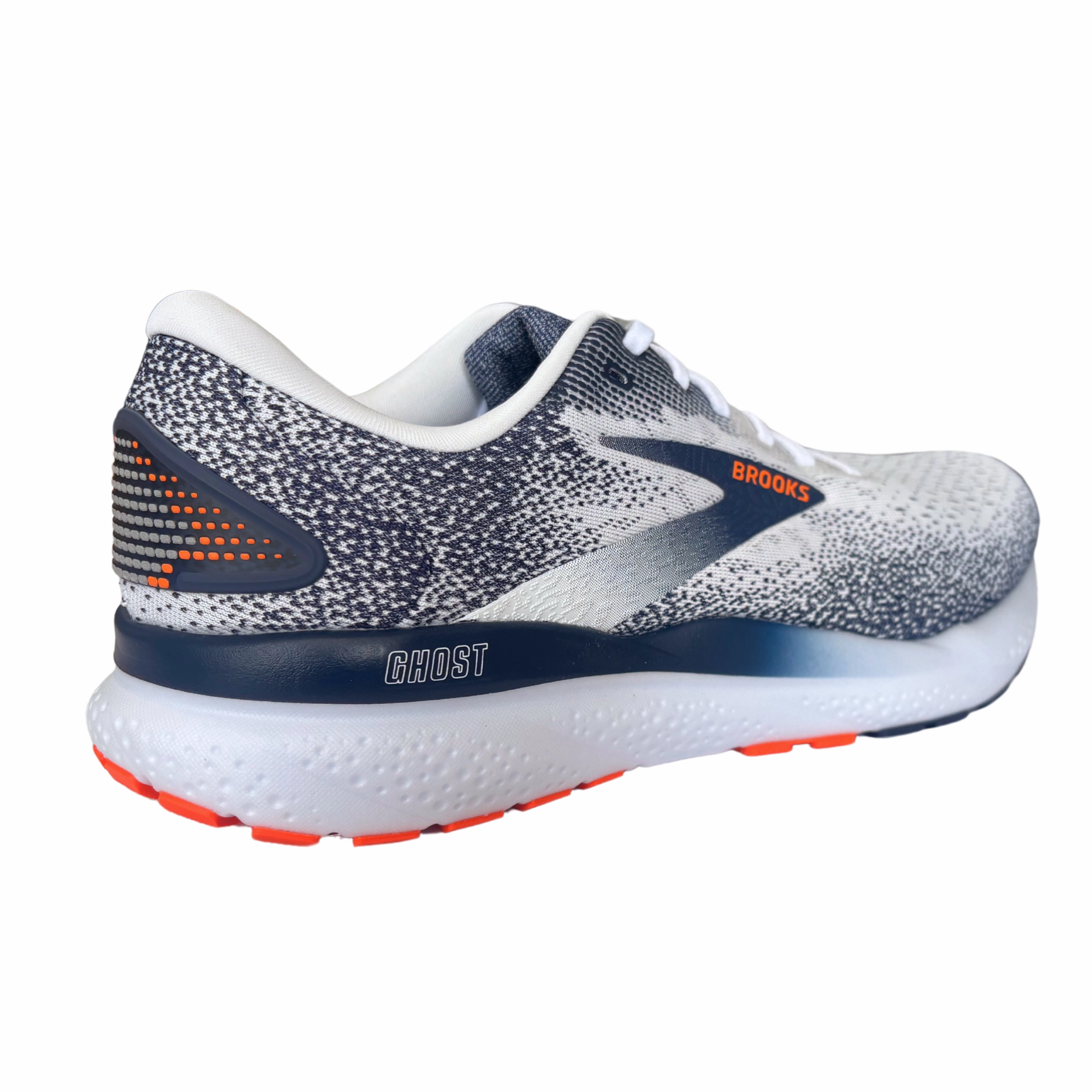 Shoes Lifetime Warranty Brooks Men's 110418 130 Ghost 16 White Peacoat Orange Cushion Support Running Shoes