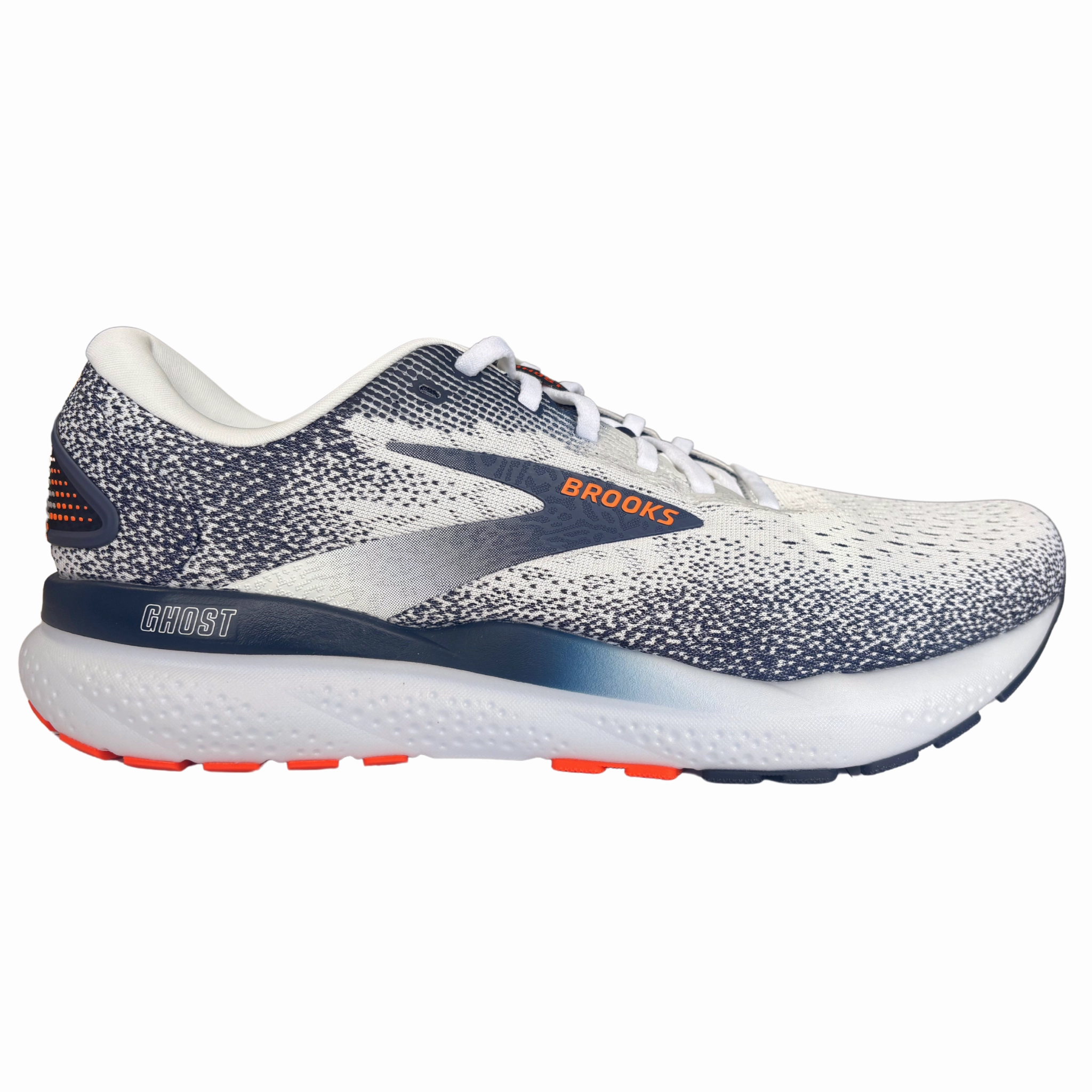 David Goggins Brooks Men's 110418 130 Ghost 16 White Peacoat Orange Cushion Support Running Shoes