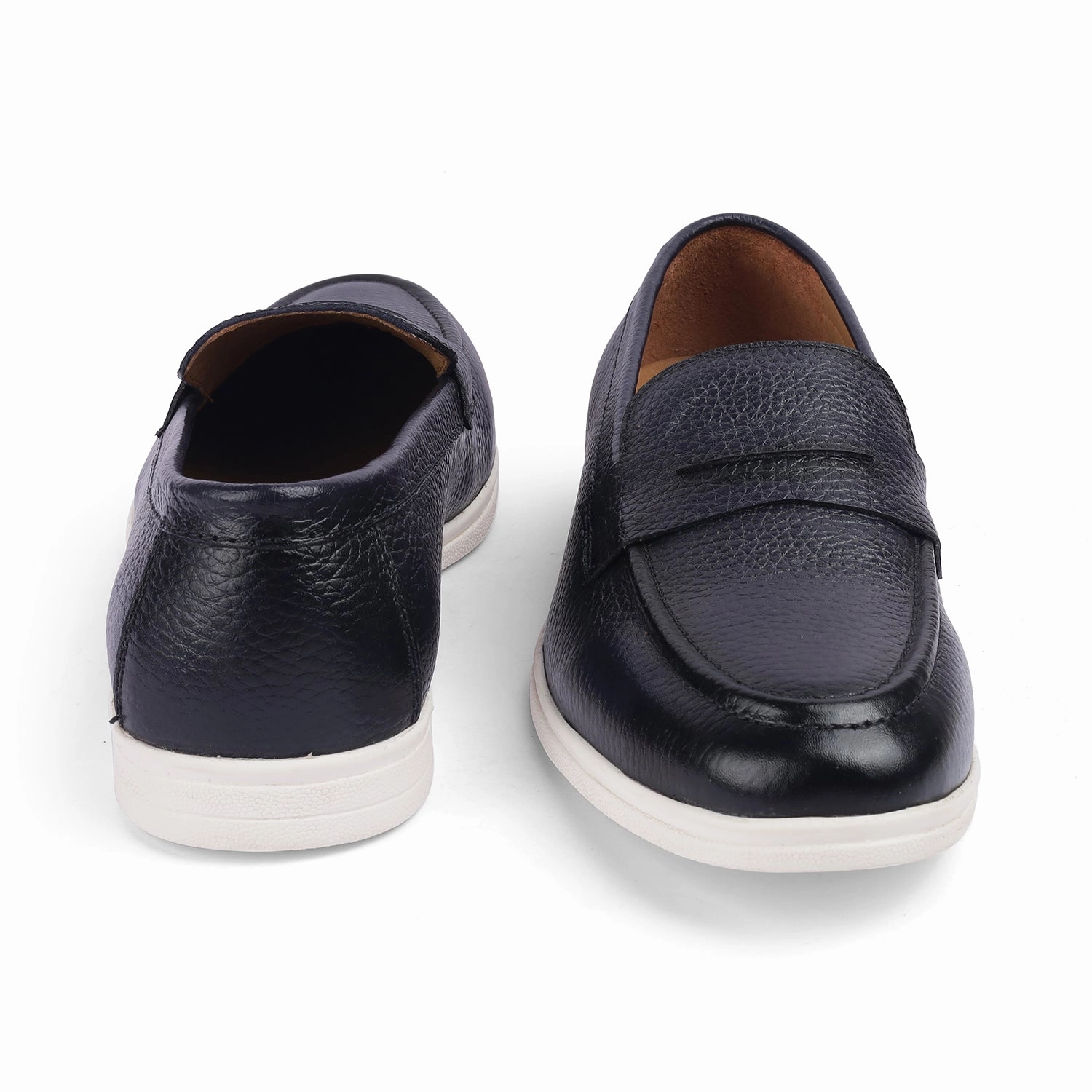 Tresmode Ferra Blue Men's Leather Driving Penny Loafers Driving Loafers Suede